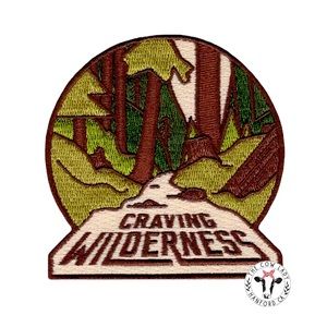 Craving Wilderness Iron On Patch Mountains Hiking Fishing Outdoors Embroidered